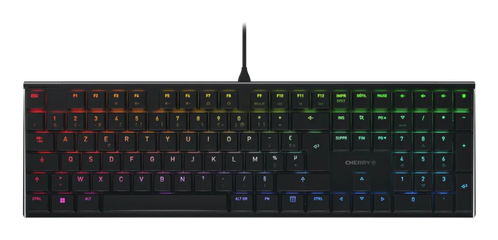 CHERRY MX 10.0N RGB klavye Oyun USB AZERTY Fransızca Siyah