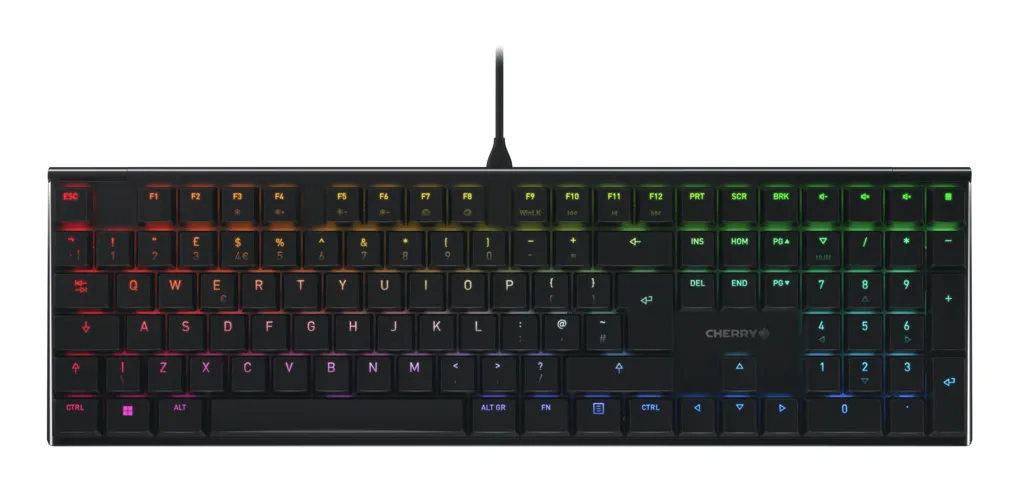 CHERRY MX 10.0N RGB klavye Oyun USB QWERTY İngiliz İngilizcesi Siyah