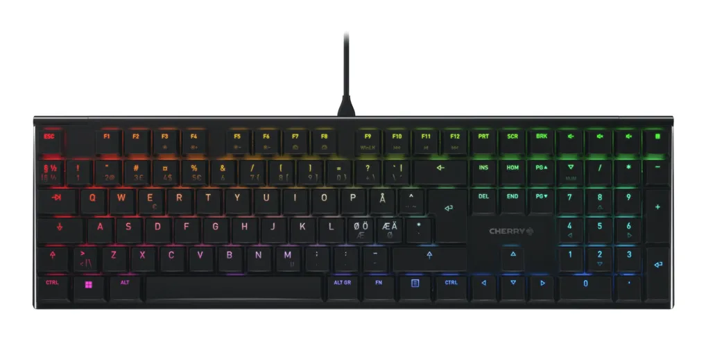 CHERRY MX 10.0N RGB klavye Oyun USB QWERTY İskandinav Siyah