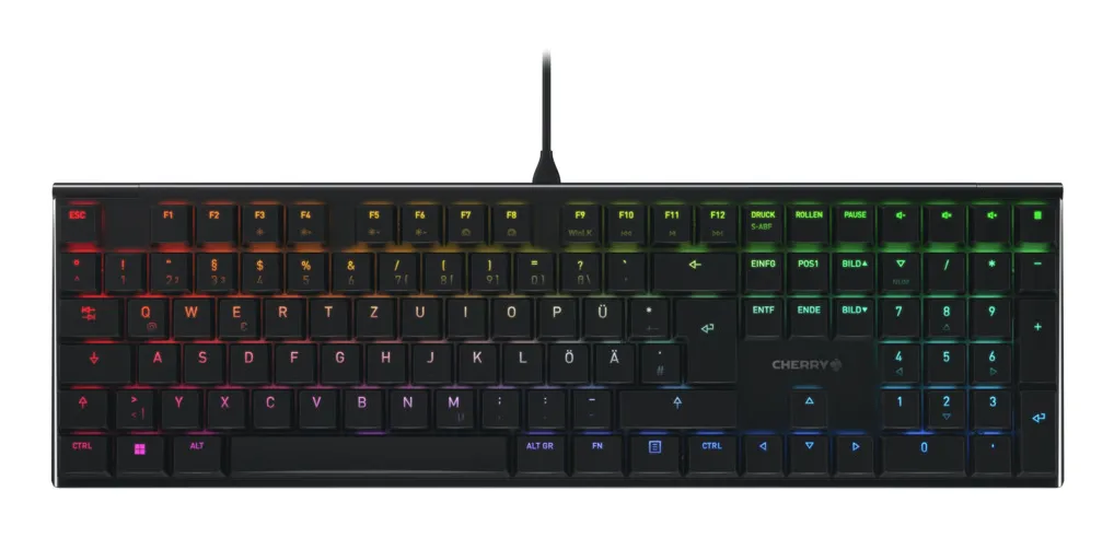 CHERRY MX 10.0N RGB klavye Oyun USB QWERTZ Almanca Siyah