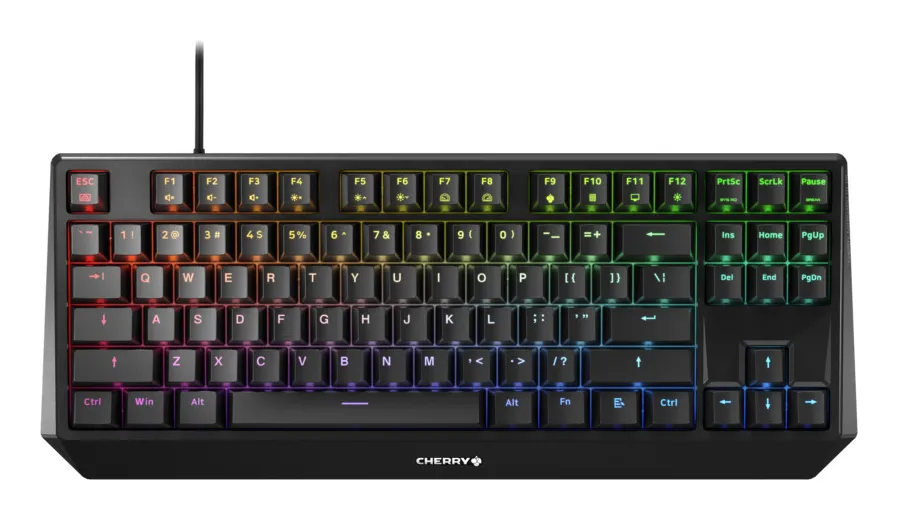 CHERRY MX Board 1.0 TKL RGB klavye Oyun USB QWERTY İngilizce Siyah