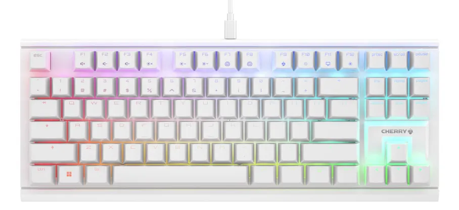 CHERRY MX1.1 TKL RGB klavye Oyun USB QWERTY İngilizce Beyaz