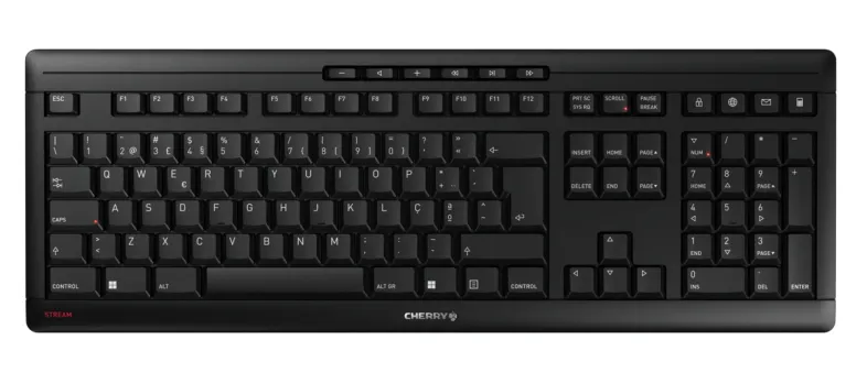 CHERRY STREAM KEYBOARD WIRELESS klavye Evrensel RF kablosuz QWERTY Portekizce Siyah
