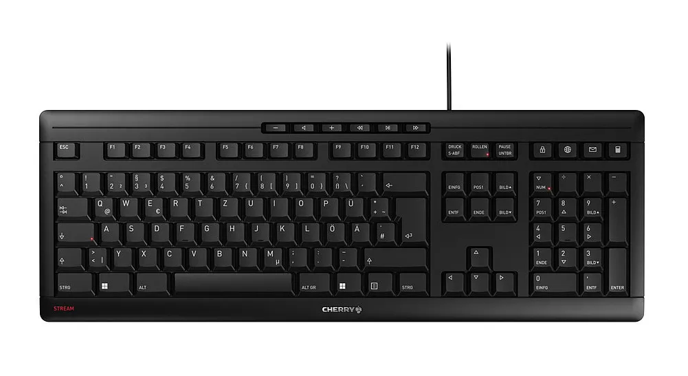 CHERRY STREAM klavye Ev / Ofis USB QWERTY Portekizce Siyah, Gri