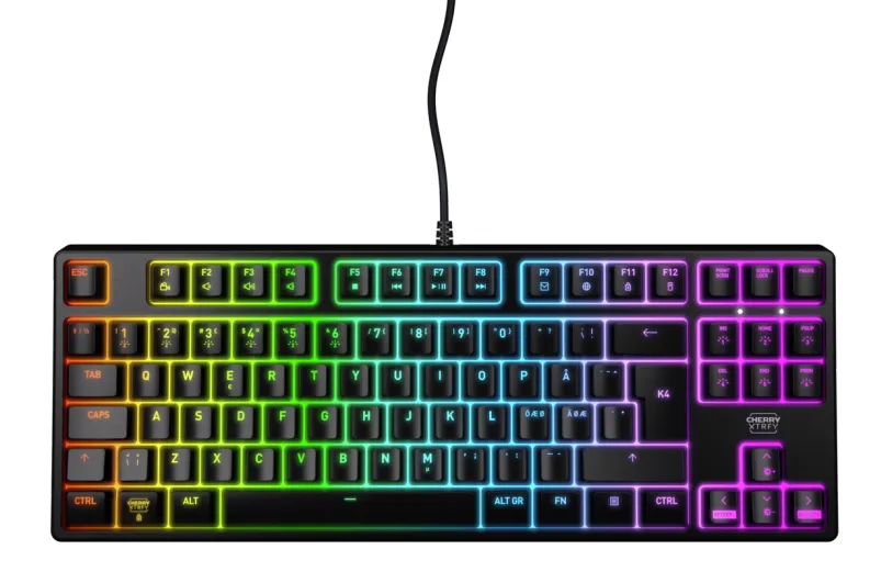 CHERRY XTRFY K4V2 RGB TKL klavye Oyun USB QWERTY Portekizce Siyah