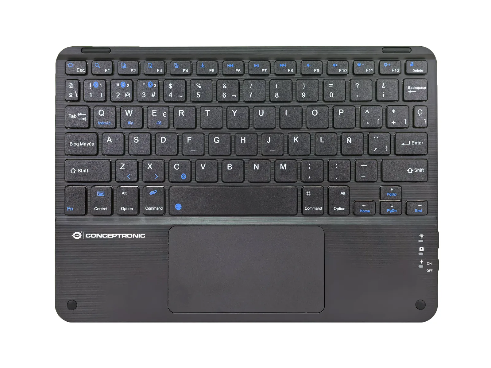 Conceptronic TOBIN01BES klavye Evrensel Bluetooth QWERTY İspanyolca Siyah