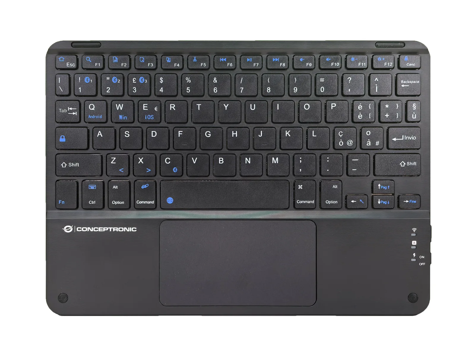 Conceptronic TOBIN01BIT klavye Evrensel Bluetooth QWERTY İtalyanca Siyah