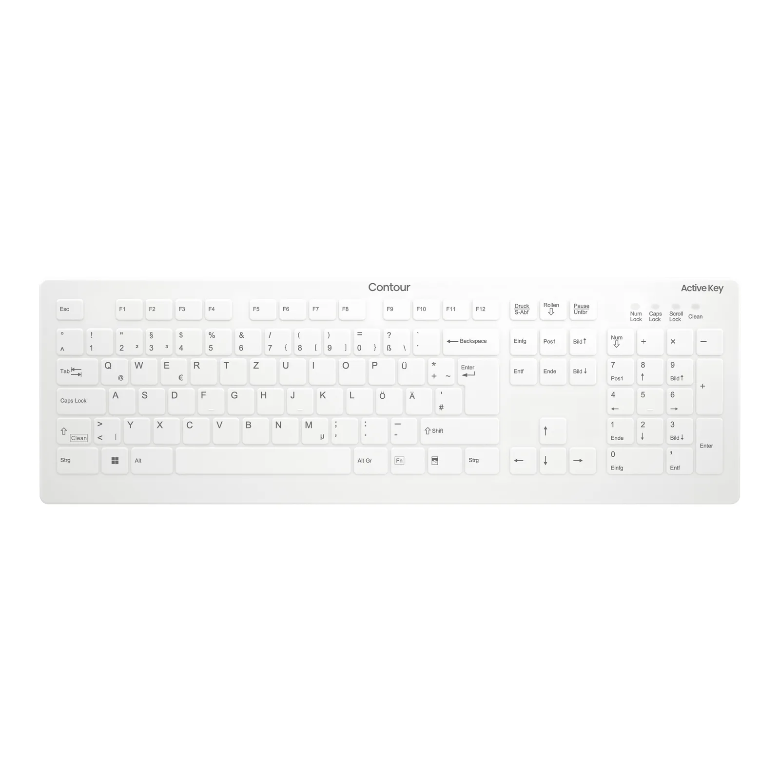 Contour Design Active Key AK-C8112 klavye Tıbbi RF kablosuz QWERTZ Almanca Beyaz