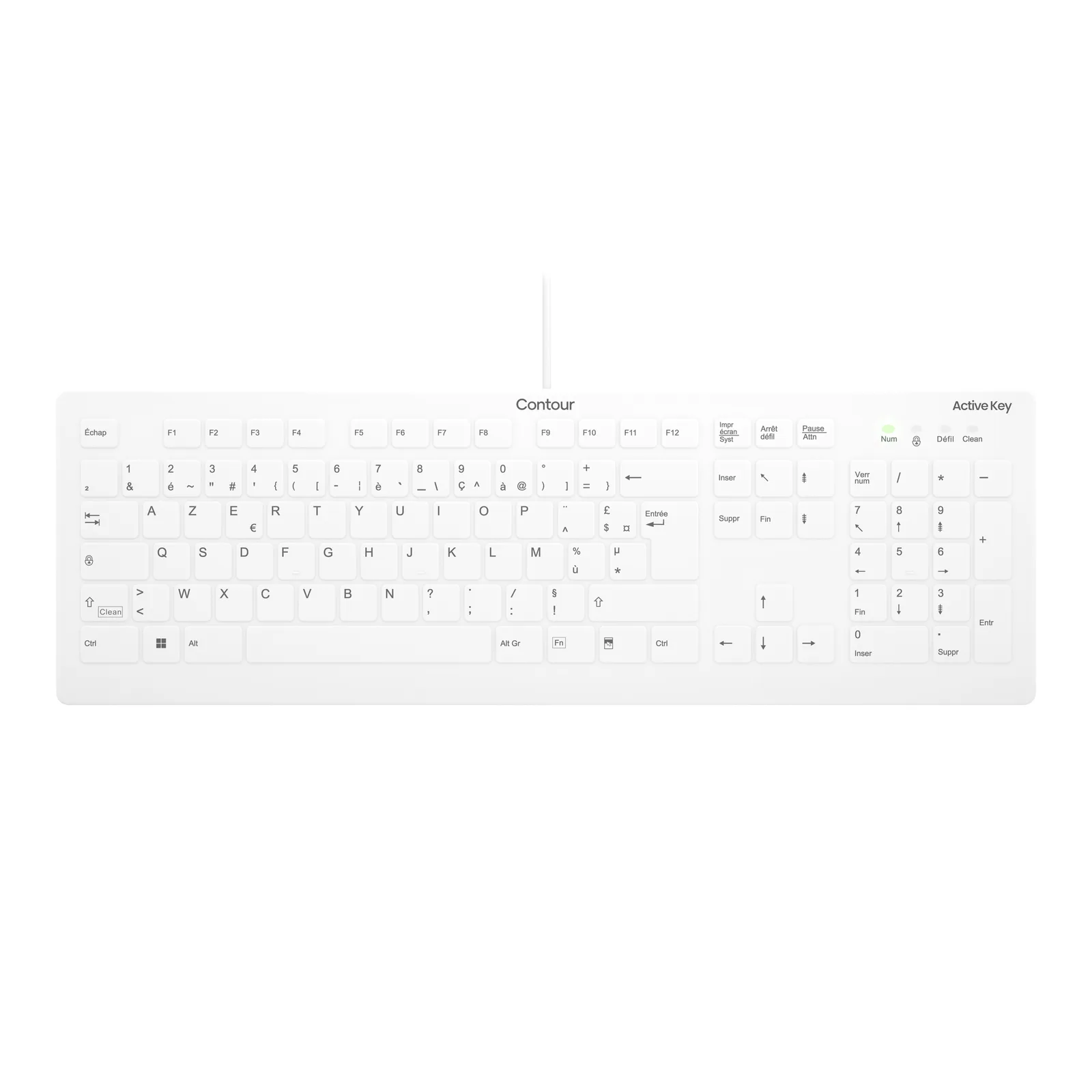 Contour Design Active Key AK-C8112 klavye Tıbbi USB AZERTY Fransızca Beyaz