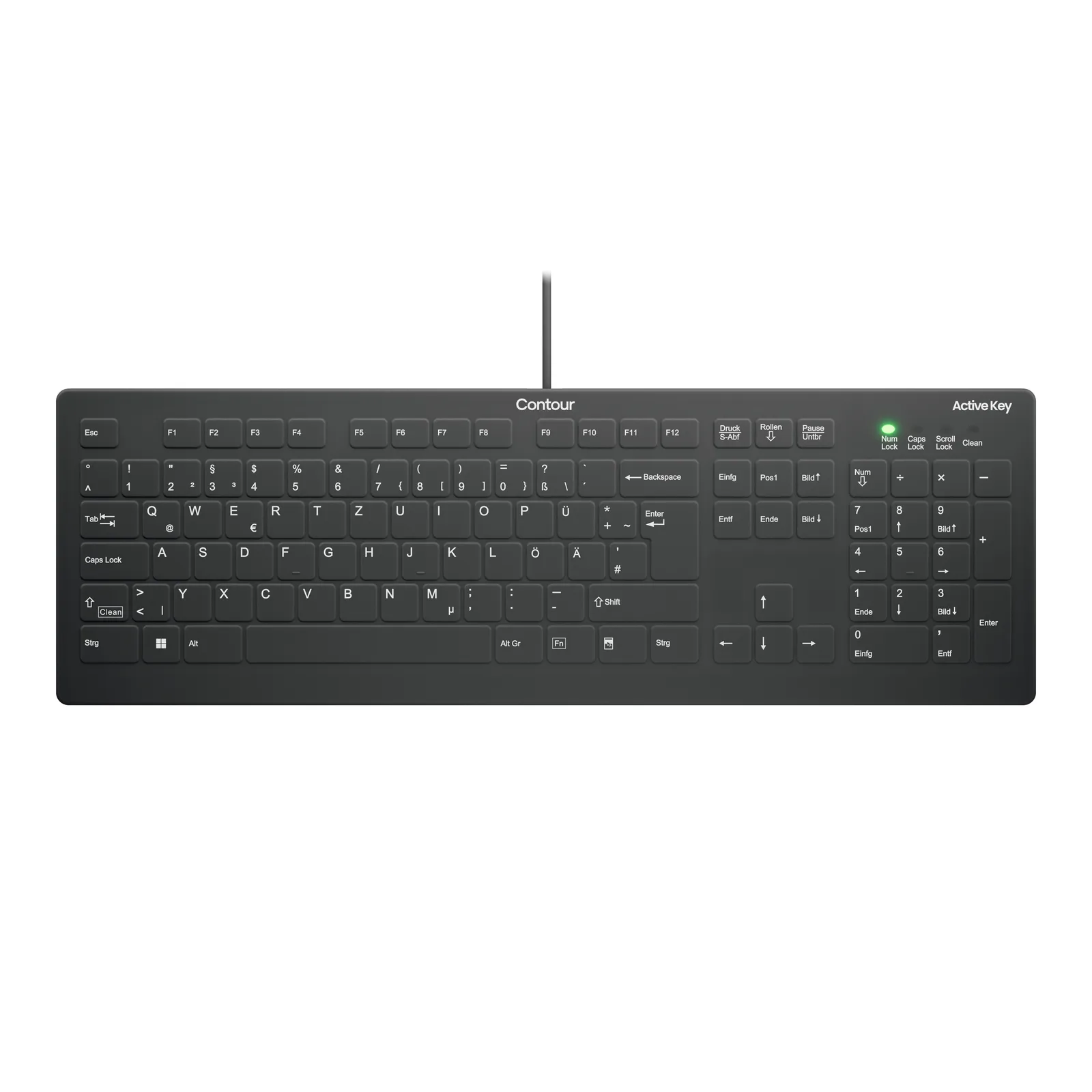 Contour Design Active Key AK-C8112 klavye Tıbbi USB QWERTZ Almanca Siyah, Beyaz