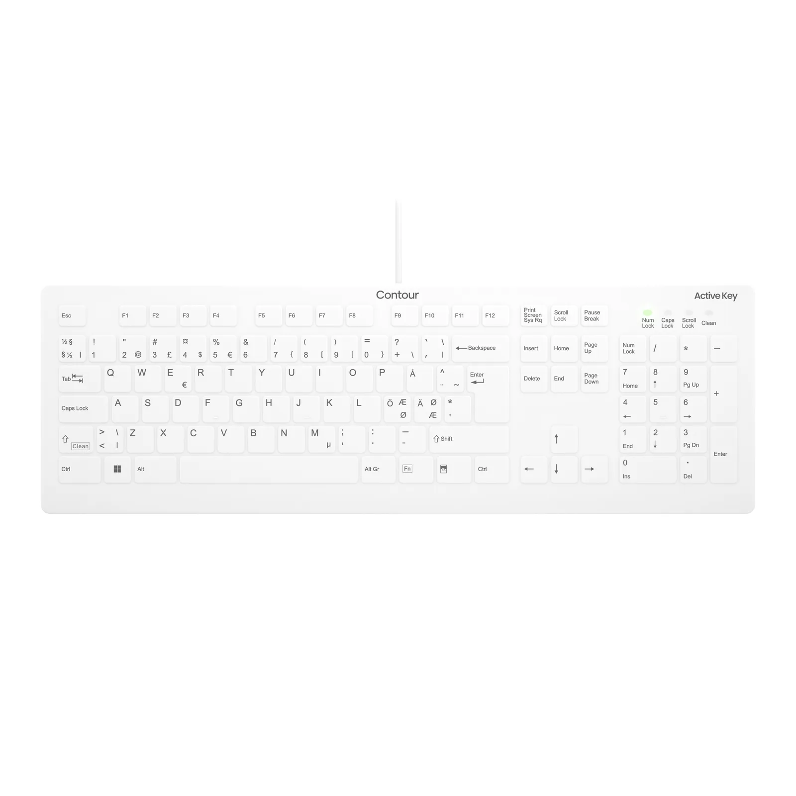 Contour Design AK-C8112 klavye Tıbbi USB QWERTY İskandinav Beyaz