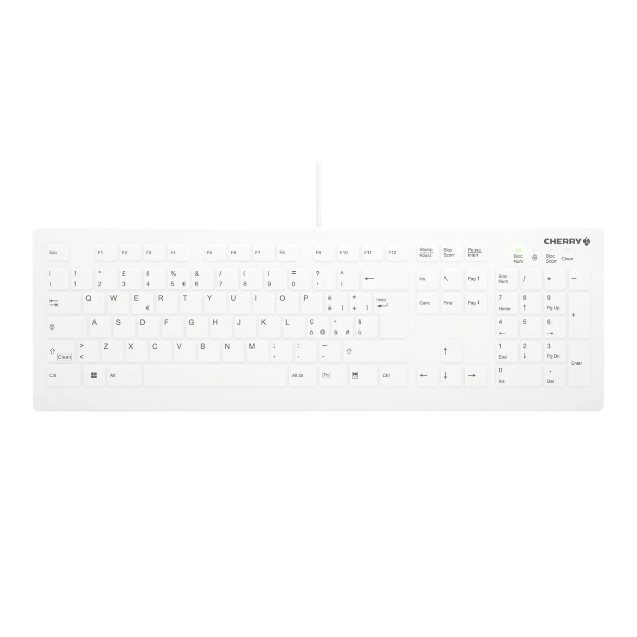 Contour Design AK-C8112 klavye Tıbbi USB QWERTY İtalyanca Beyaz