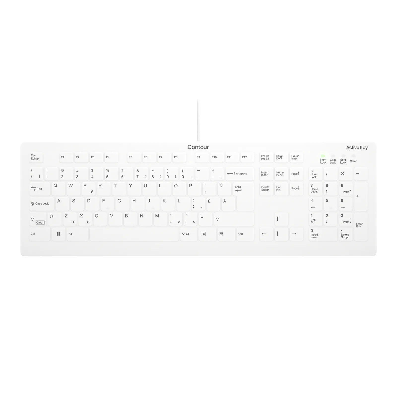 Contour Design AK-C8112-US-W/CF klavye Tıbbi USB QWERTY Kanadalı Beyaz