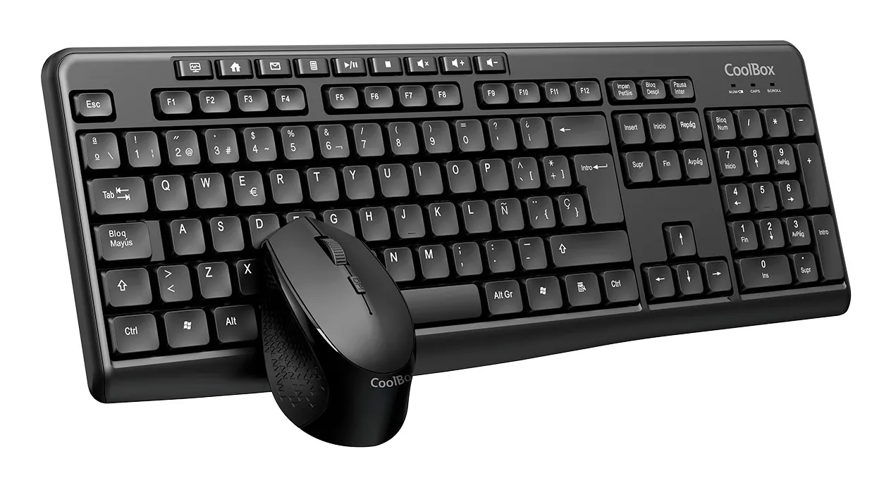 CoolBox COO-KTR-03W klavye Fare dahil Ev / Ofis RF kablosuz QWERTY İspanyolca Siyah