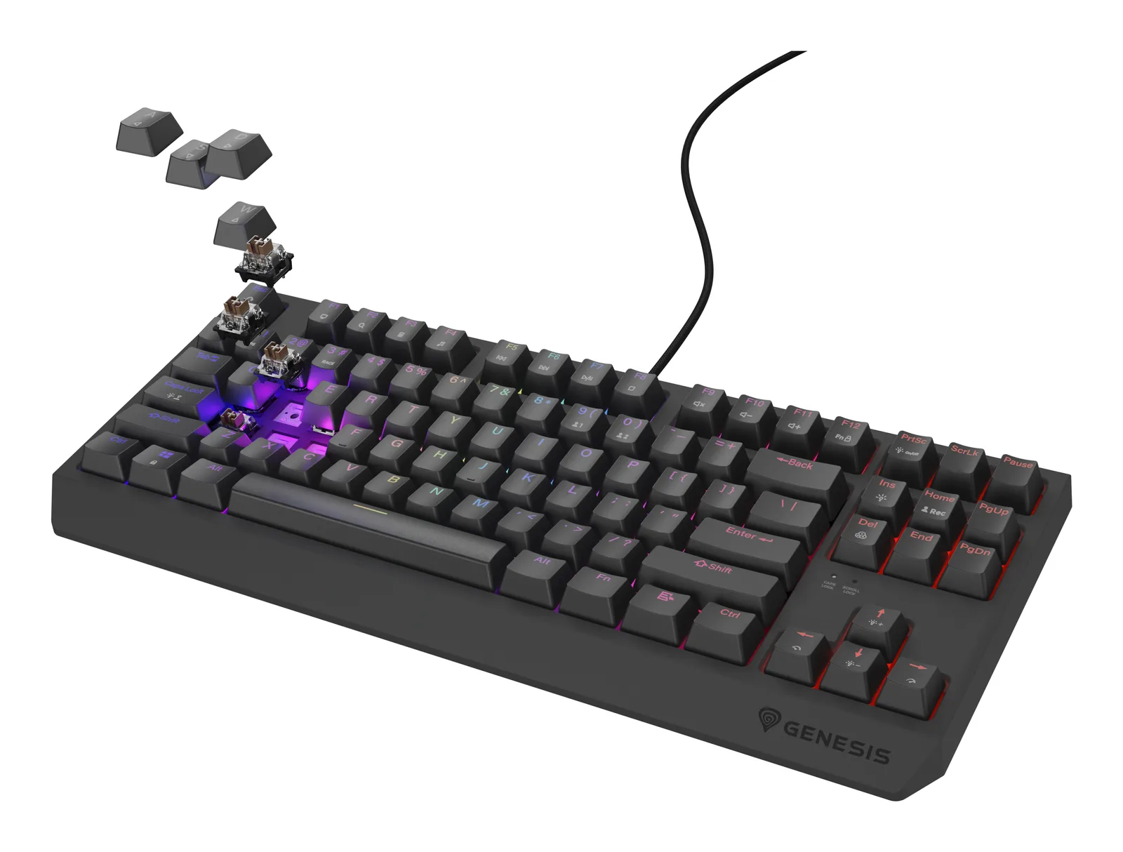 GENESIS Thor 230 TKL klavye Oyun USB QWERTY Amerikan İngilizcesi Siyah