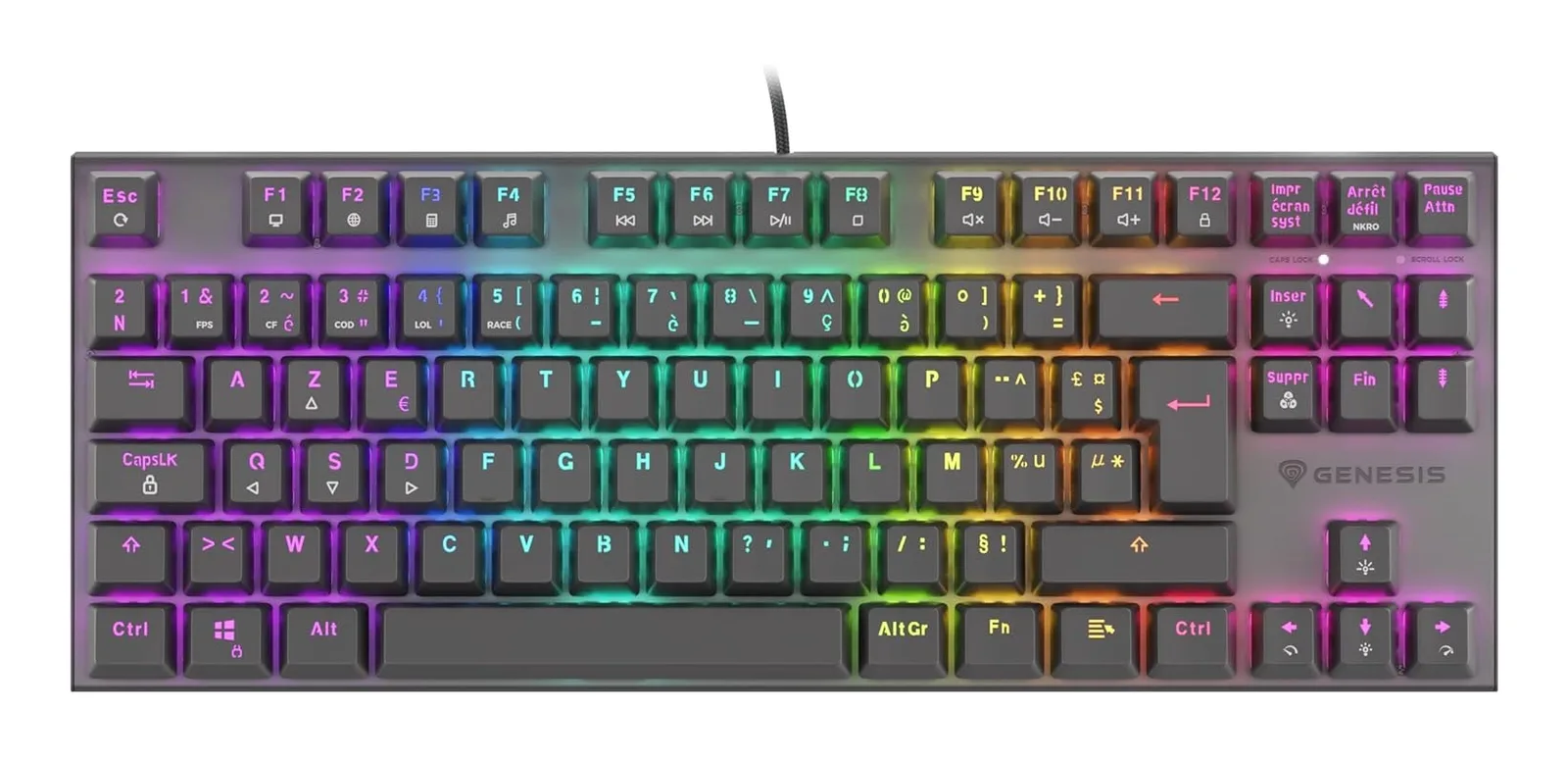 GENESIS Thor 300 TKL RGB klavye Oyun USB AZERTY Fransızca Gri