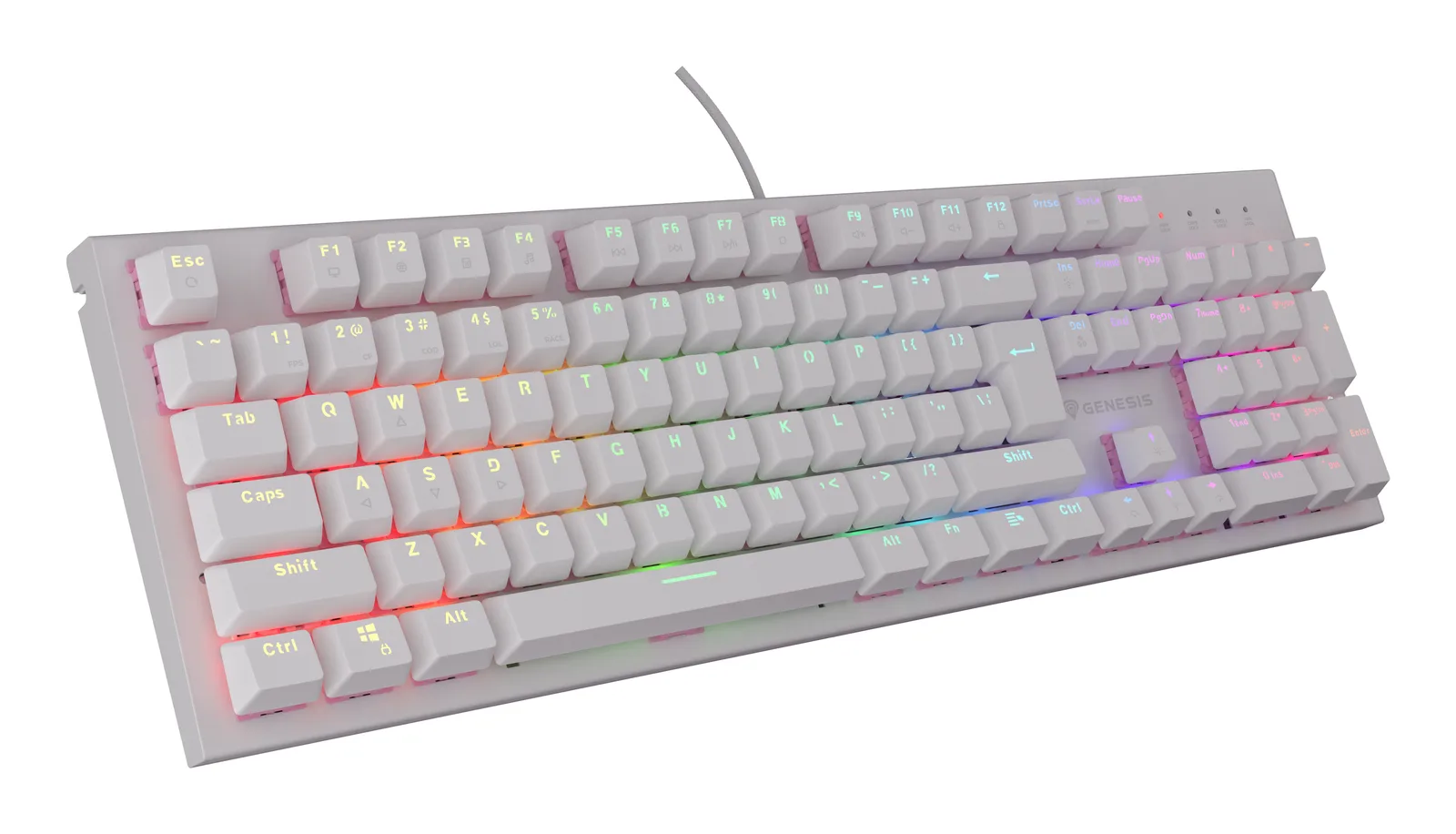 GENESIS Thor 303 klavye Oyun USB QWERTY Amerikan İngilizcesi Beyaz