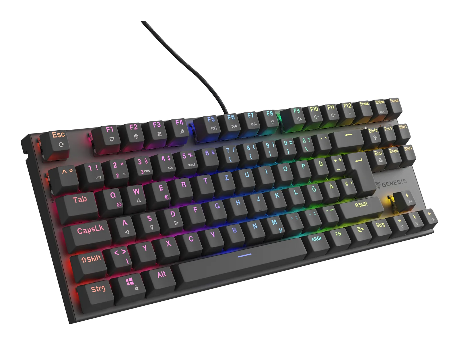 GENESIS Thor 303 TKL klavye Oyun USB QWERTZ Almanca Siyah