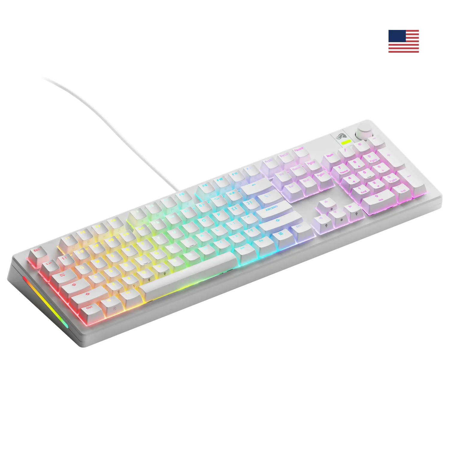Glorious Gaming GMMK 3 100% Prebuilt klavye Oyun USB QWERTY Amerikan İngilizcesi Beyaz