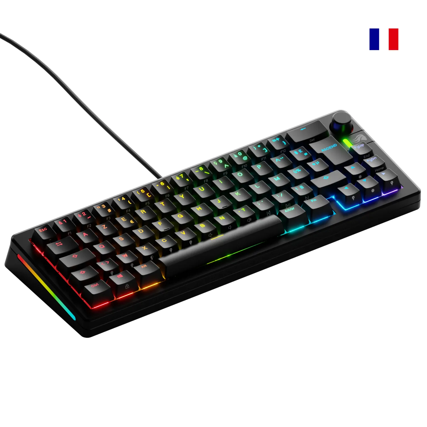 Glorious Gaming GMMK 3 65% Prebuilt klavye Oyun USB AZERTY Fransızca Siyah