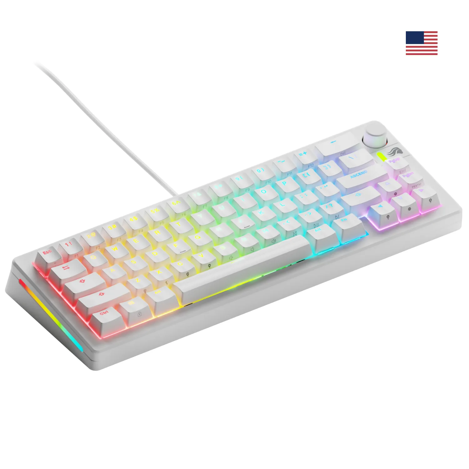 Glorious Gaming GMMK 3 65% Prebuilt klavye Oyun USB QWERTY Amerikan İngilizcesi Beyaz
