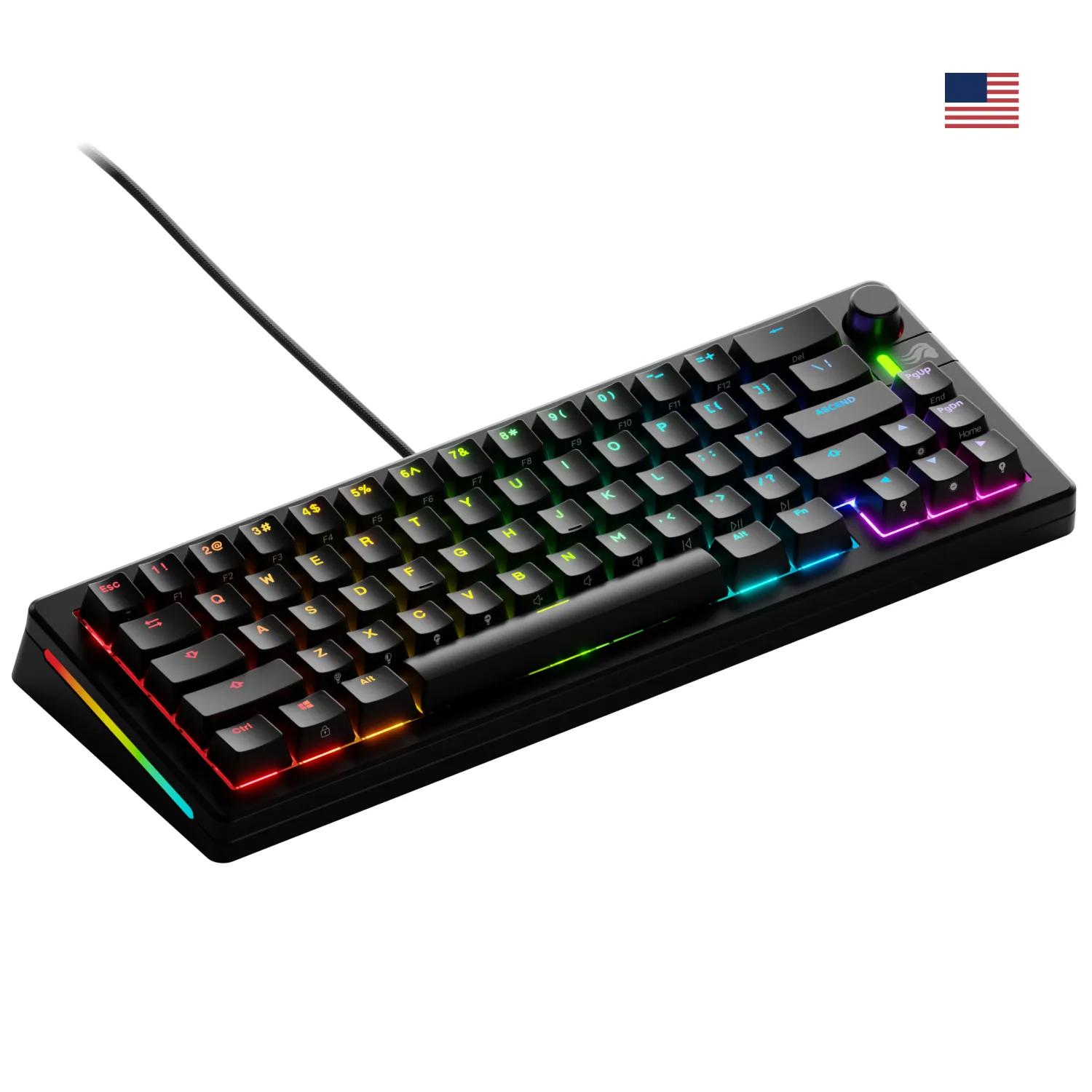 Glorious Gaming GMMK 3 65% Prebuilt klavye Oyun USB QWERTY Amerikan İngilizcesi Siyah
