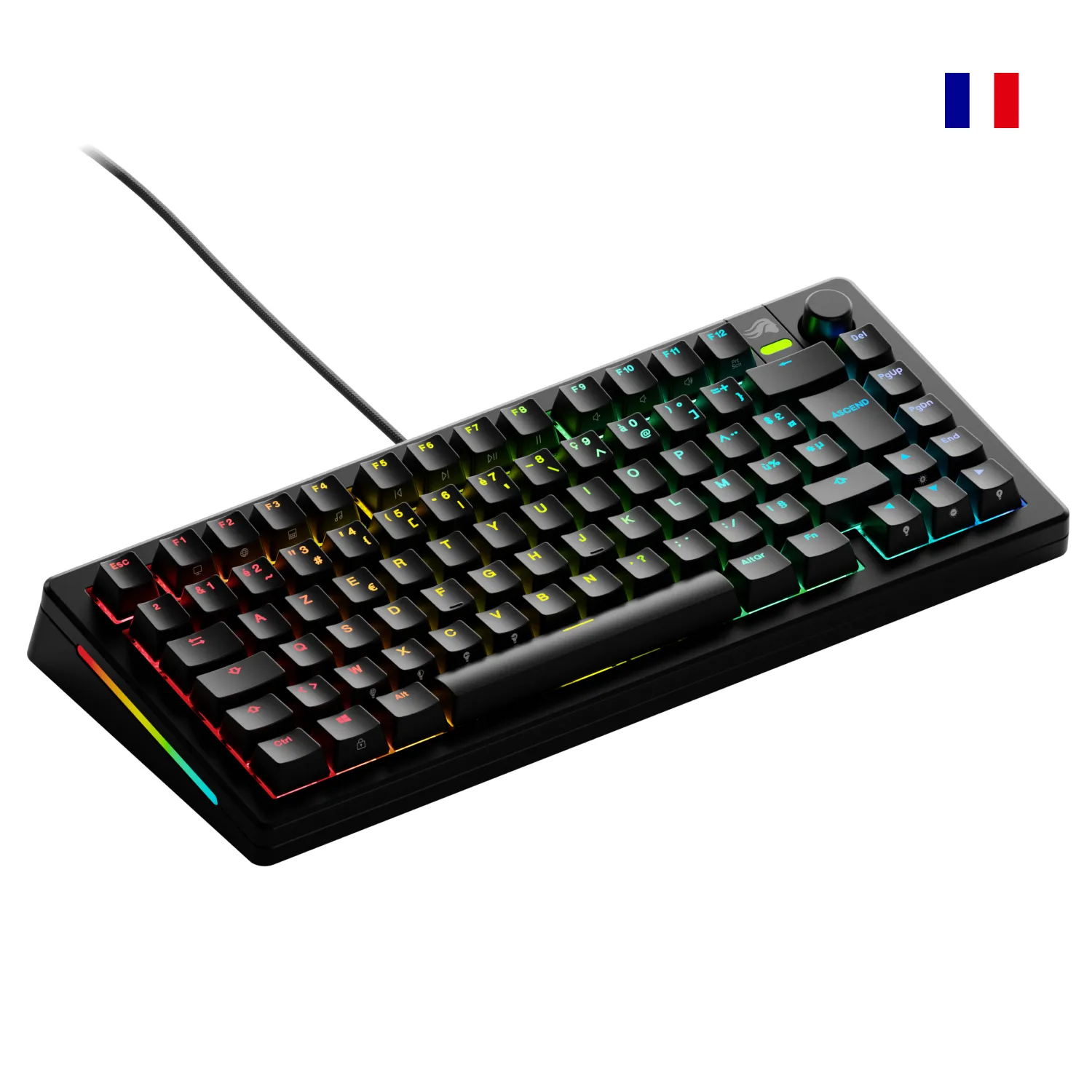 Glorious Gaming GMMK 3 75% Prebuilt klavye Oyun USB AZERTY Fransızca Siyah