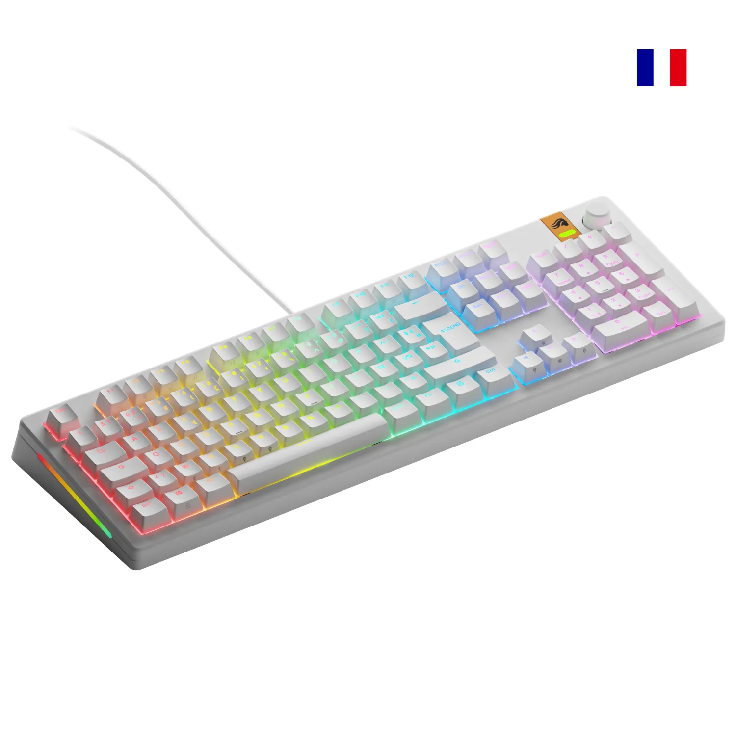 Glorious Gaming GMMK 3 HE 100% Prebuilt klavye Oyun USB AZERTY Fransızca Beyaz