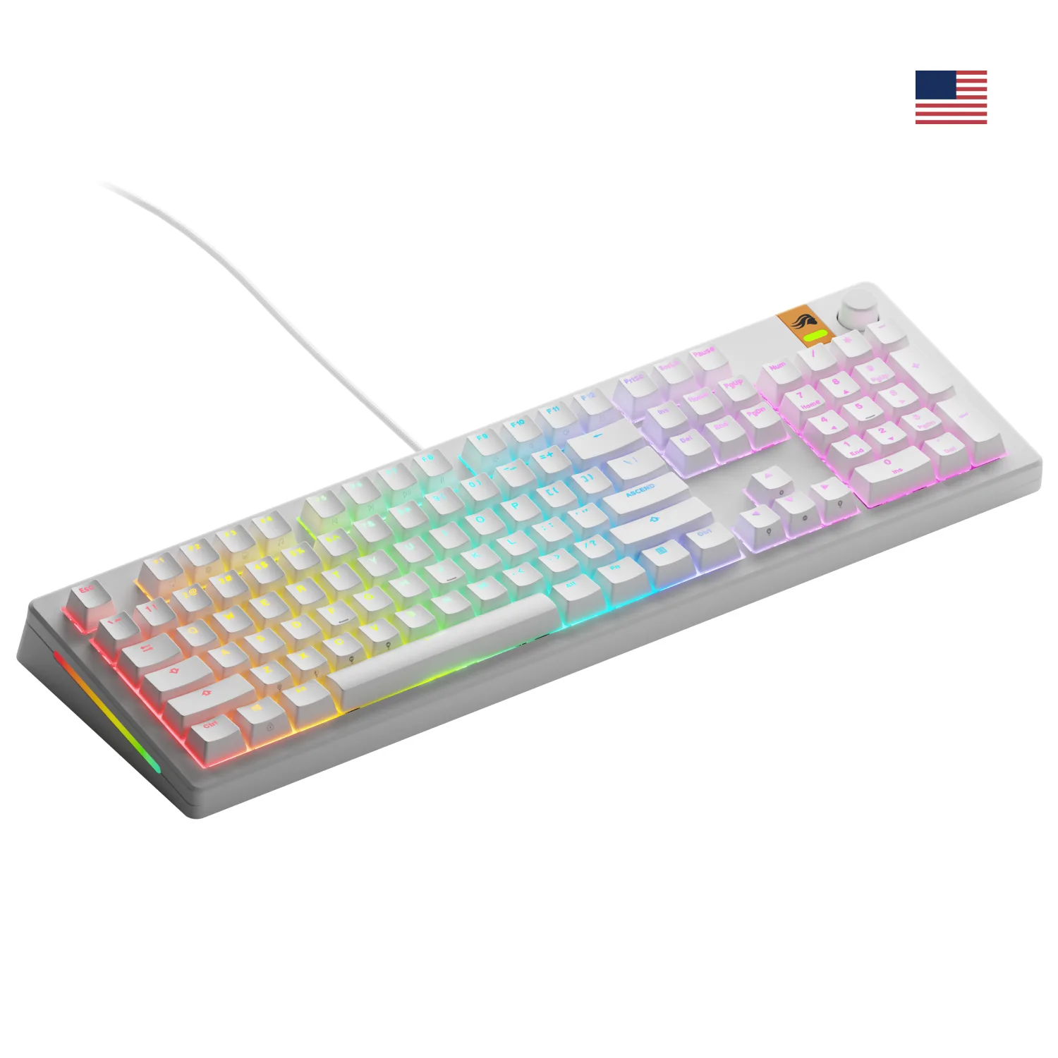 Glorious Gaming GMMK 3 HE 100% Prebuilt klavye Oyun USB QWERTY Amerikan İngilizcesi Beyaz