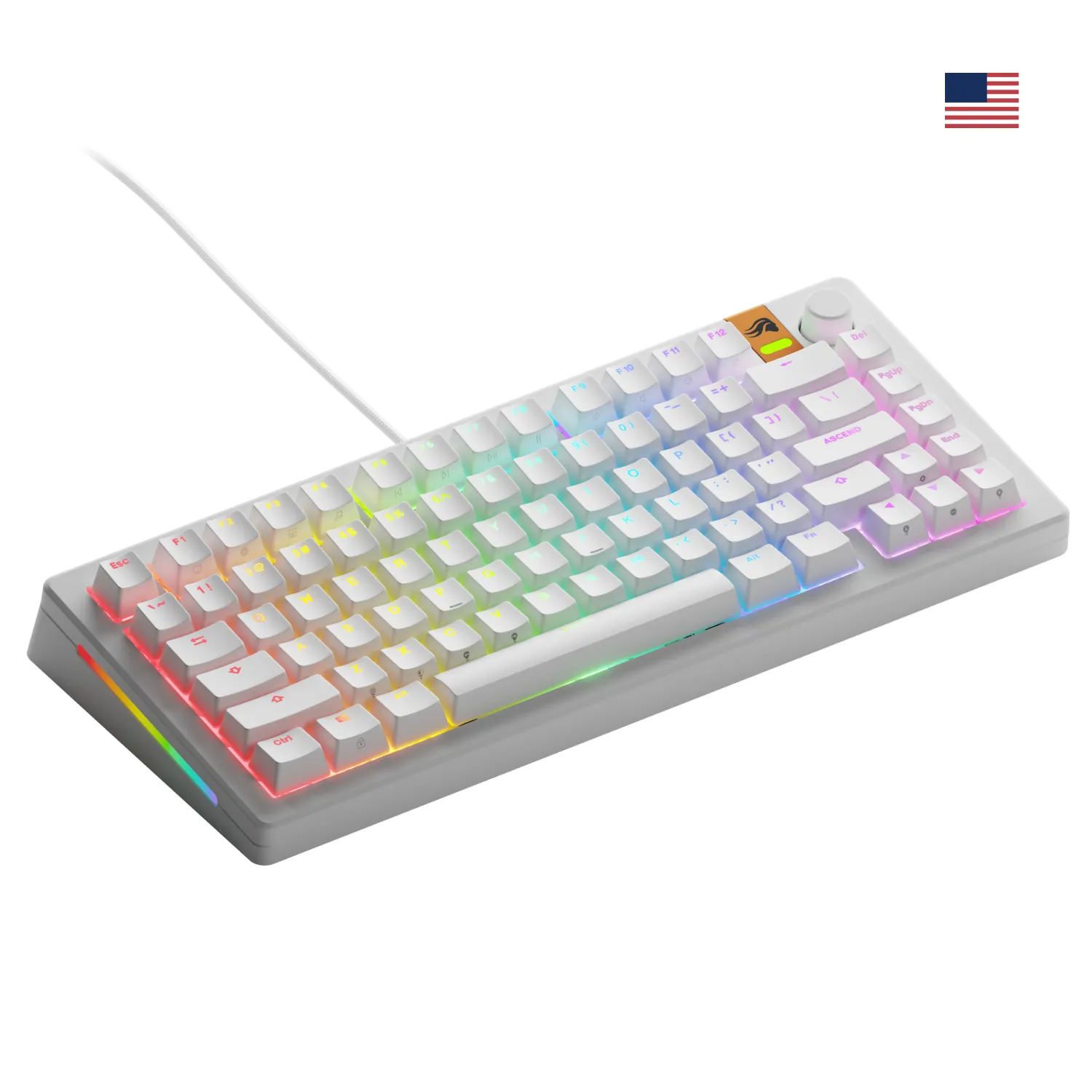Glorious Gaming GMMK 3 HE 75% Prebuilt klavye Oyun USB QWERTY Amerikan İngilizcesi Beyaz