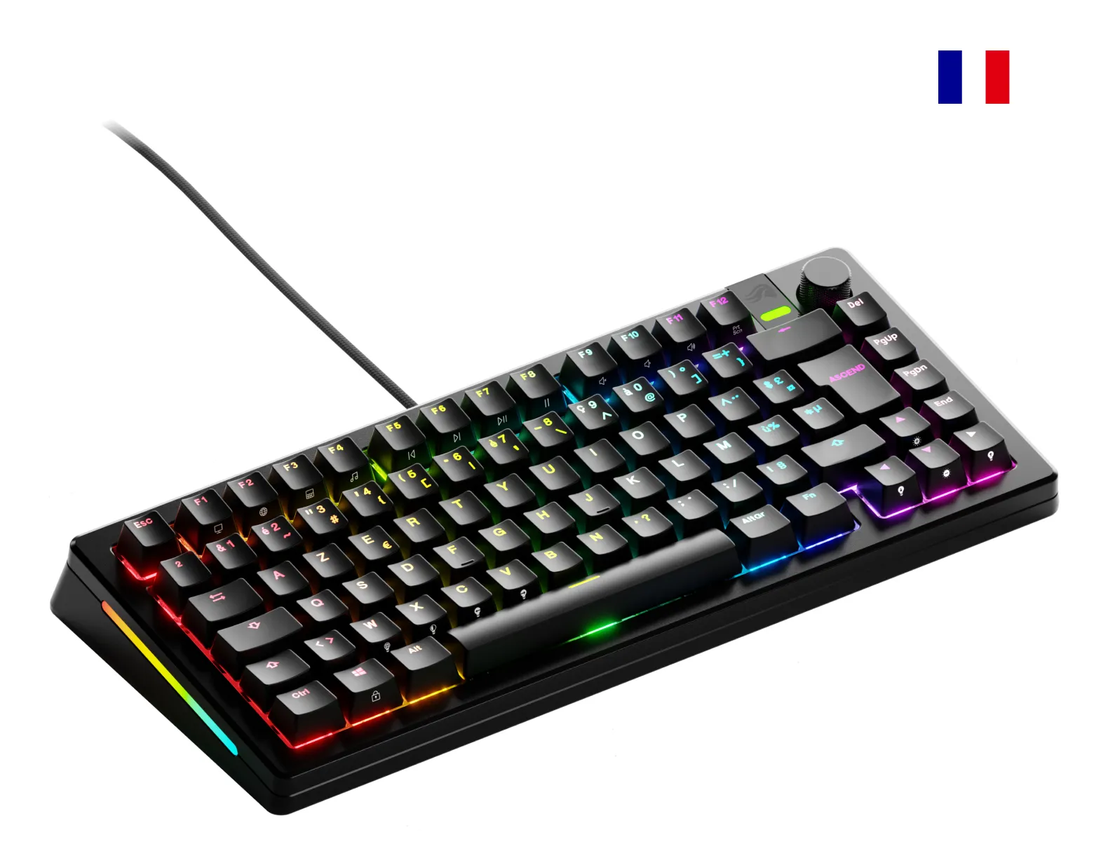 Glorious Gaming GMMK 3 PRO 75% Prebuilt klavye Oyun USB AZERTY Fransızca Siyah