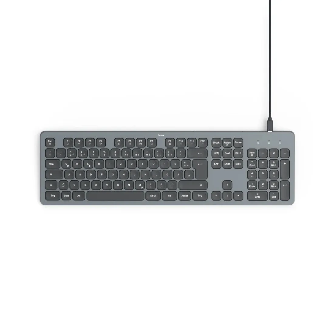 Hama CK-400 klavye Ev / Ofis USB QWERTZ Almanca Siyah, Koyu gri