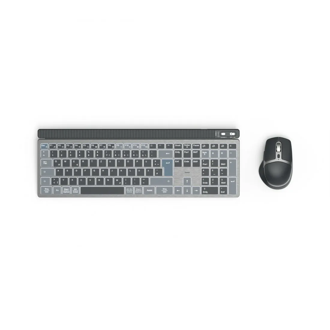Hama WKM-750 klavye Fare dahil Ev / Ofis Bluetooth QWERTZ Almanca Antrasit, Siyah, Mavi