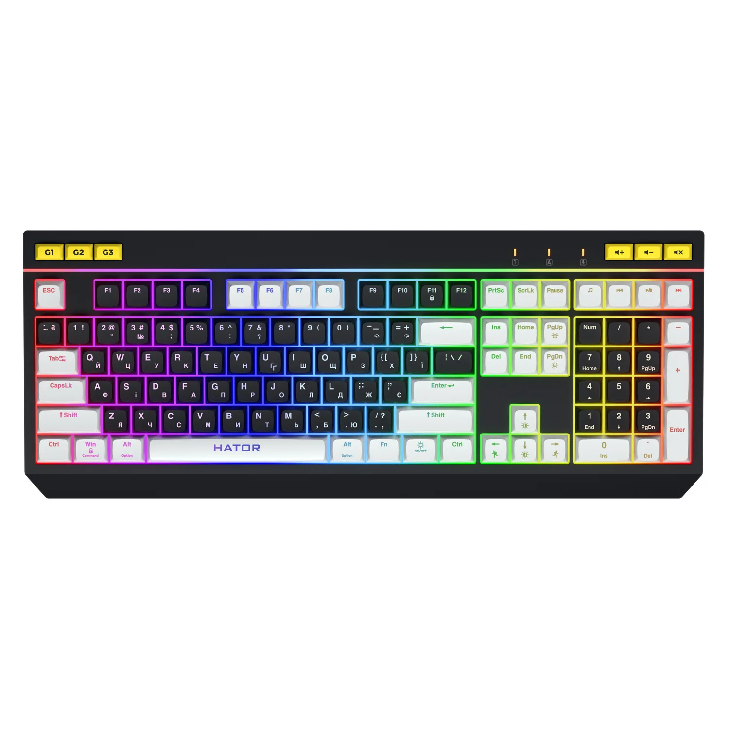 HATOR Icefall klavye Oyun USB QWERTY Amerikan İngilizcesi Siyah