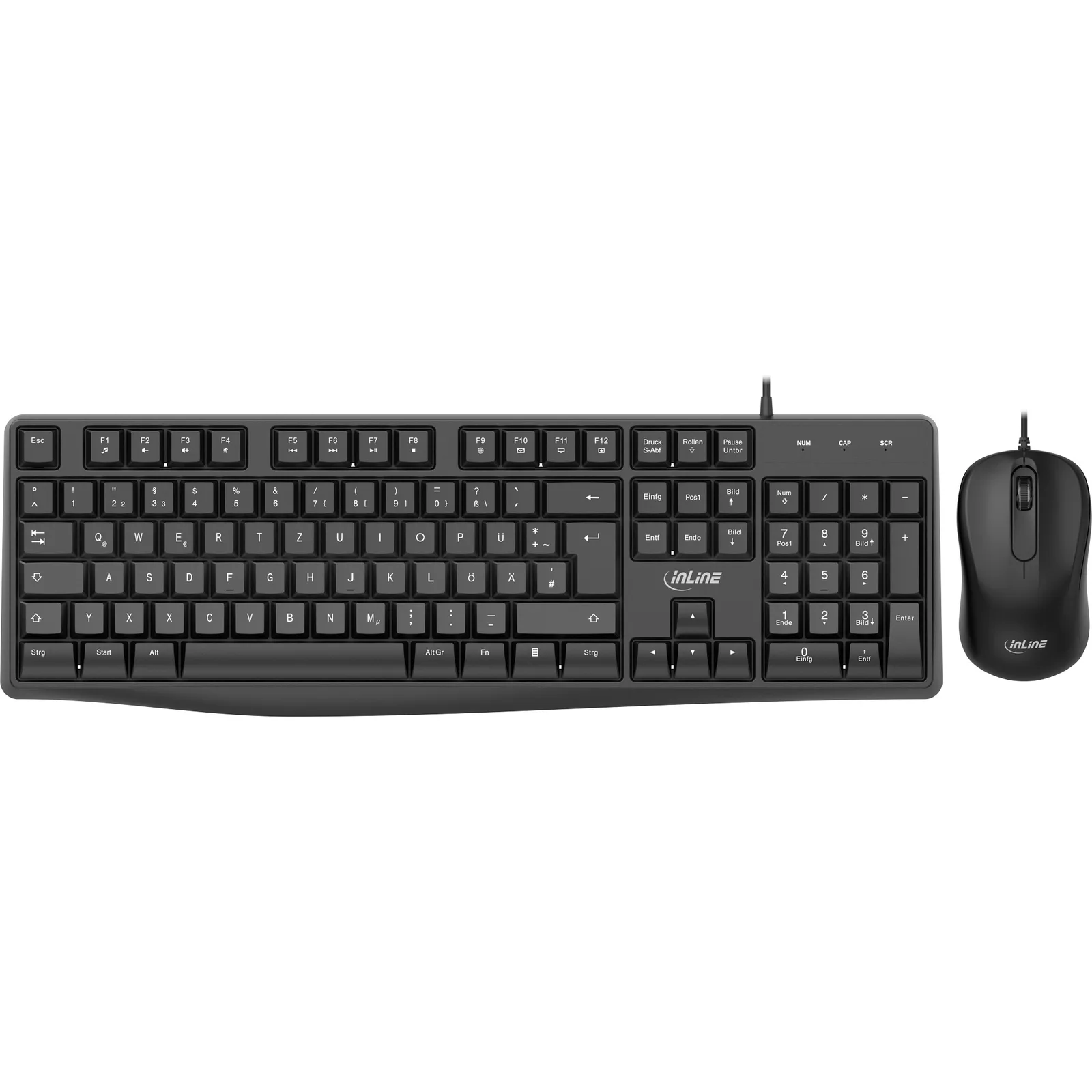 InLine 55367A klavye Fare dahil Ev USB QWERTZ Almanca Siyah