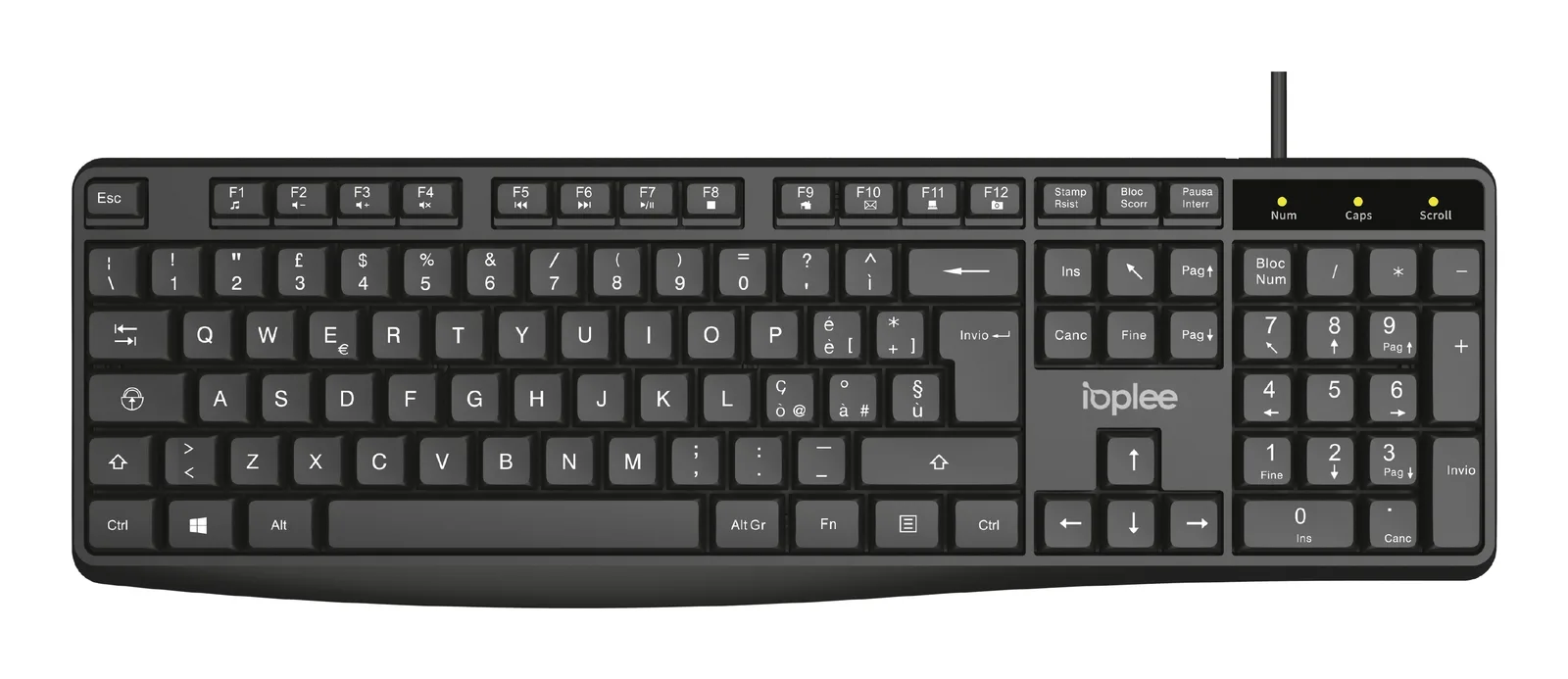 IOPLEE IOPEXTKEYB292G klavye Evrensel USB QWERTY İtalyanca Siyah