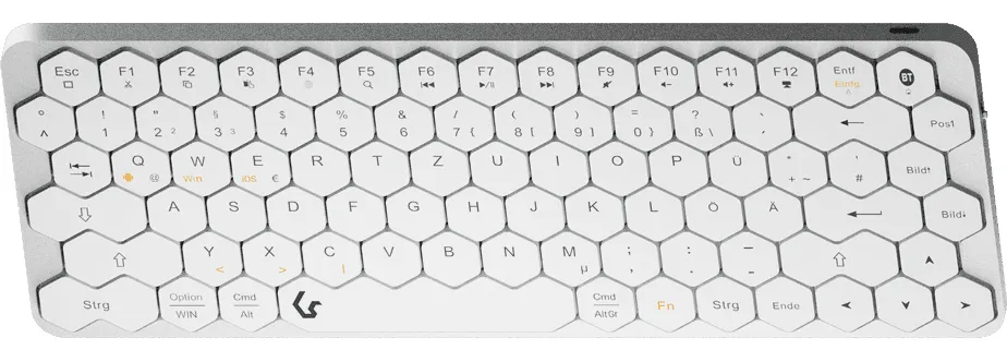 KeySonic KSK-5020BT-S (DE) klavye Ofis Bluetooth QWERTZ Almanca Alüminyum, Beyaz