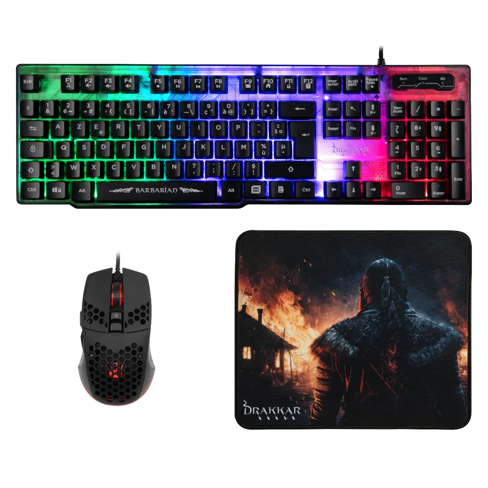 Konix 61889000004 klavye Fare dahil Oyun USB AZERTY Fransızca Siyah