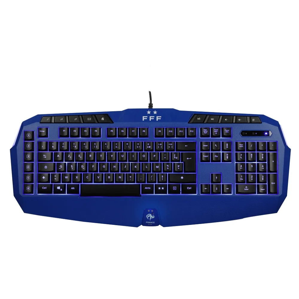 Konix 76791114973 klavye Oyun USB AZERTY Fransızca Siyah, Mavi
