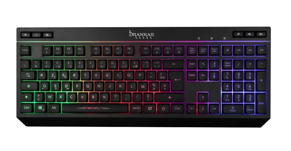 Konix Drakkar 61881119015 klavye Oyun USB AZERTY Fransızca Siyah