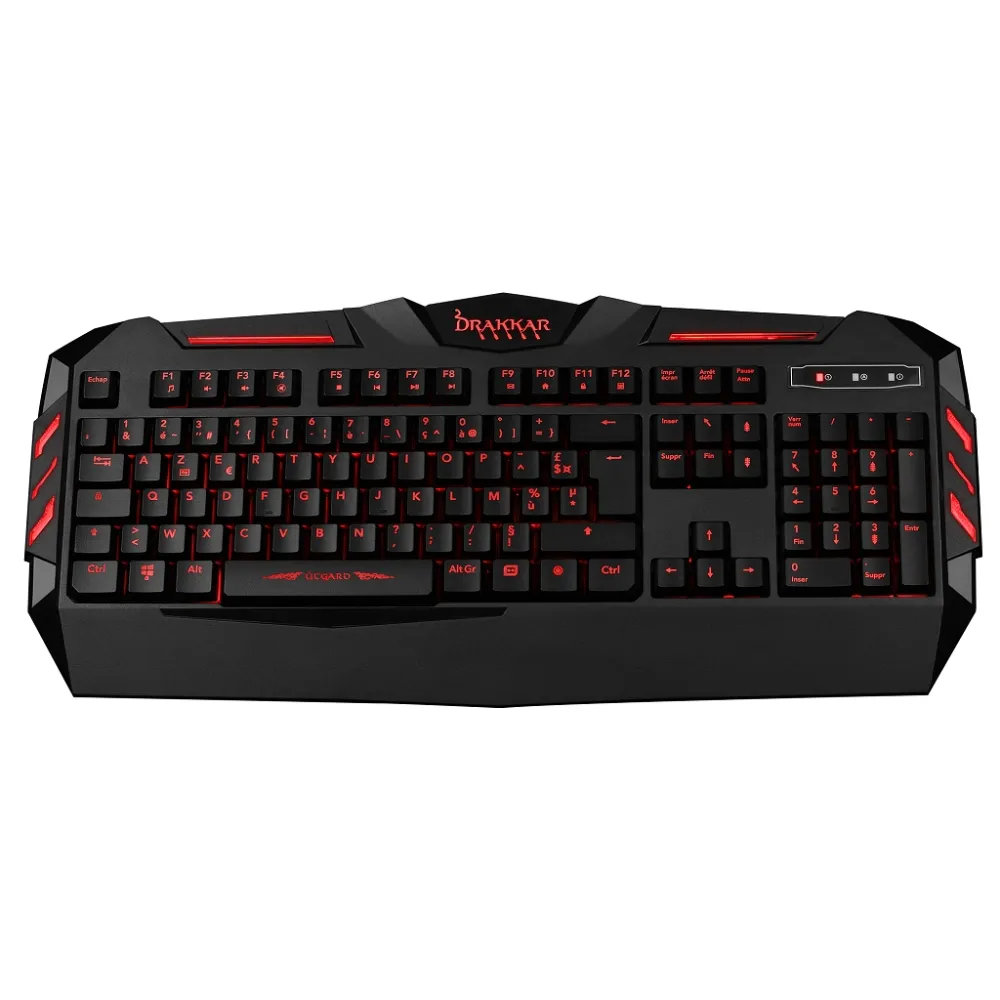 Konix Drakkar KX DK UTGARD FR KEYBOARD klavye Oyun USB AZERTY Fransızca Siyah