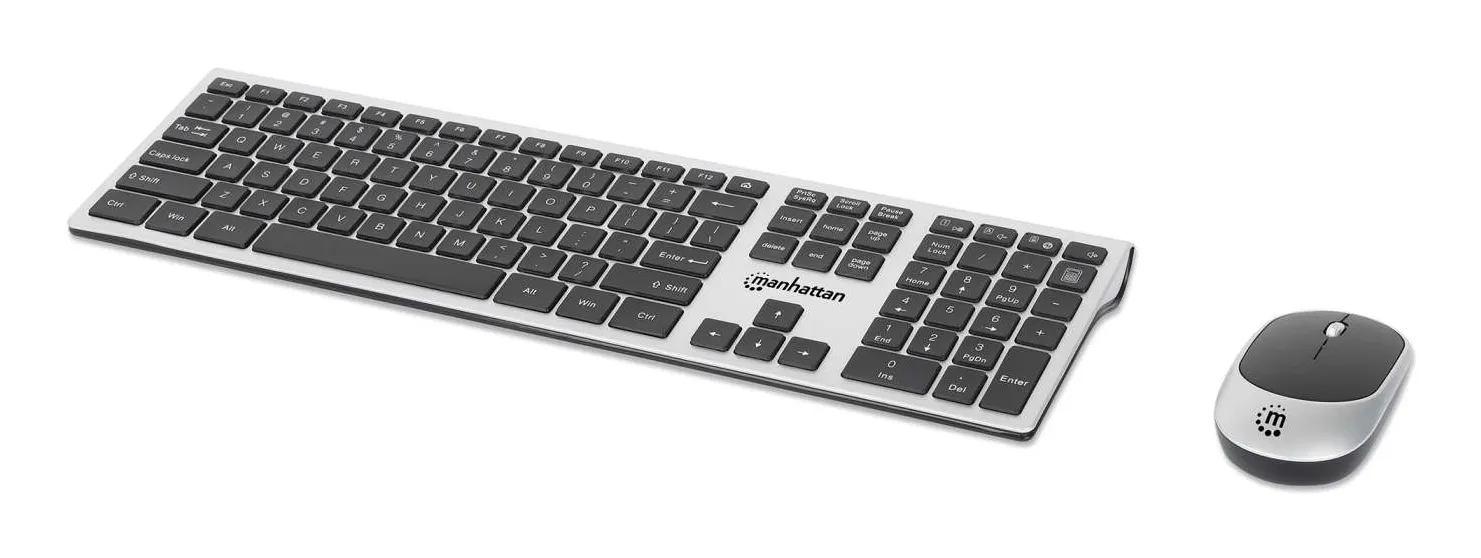 Manhattan 180788 klavye Fare dahil Evrensel RF kablosuz QWERTY Siyah, Gümüş