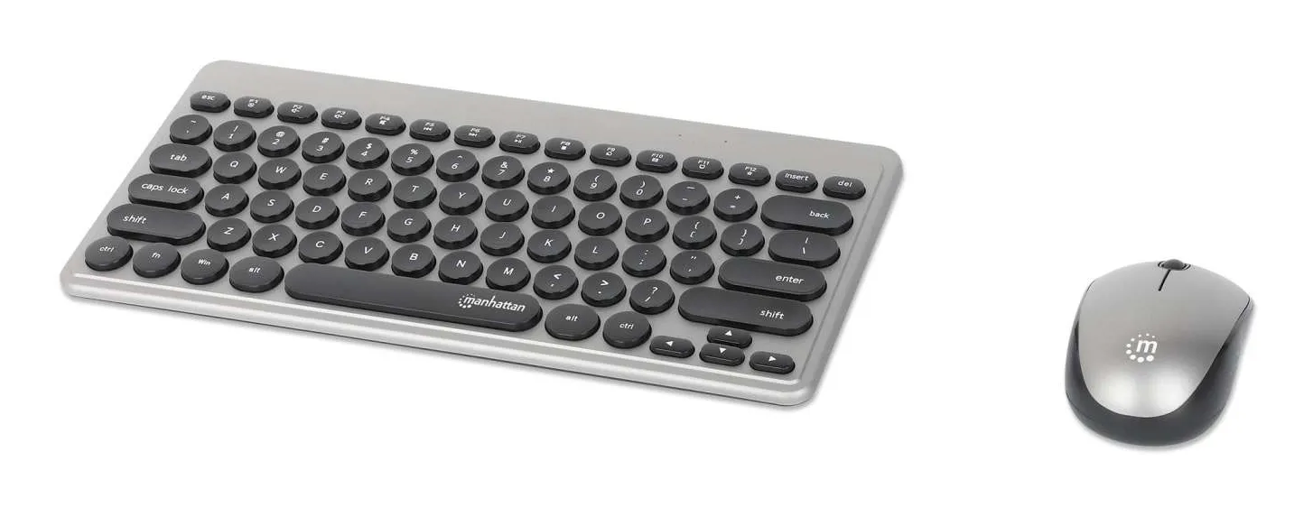 Manhattan 180795 klavye Fare dahil Evrensel RF kablosuz QWERTY Siyah, Gümüş
