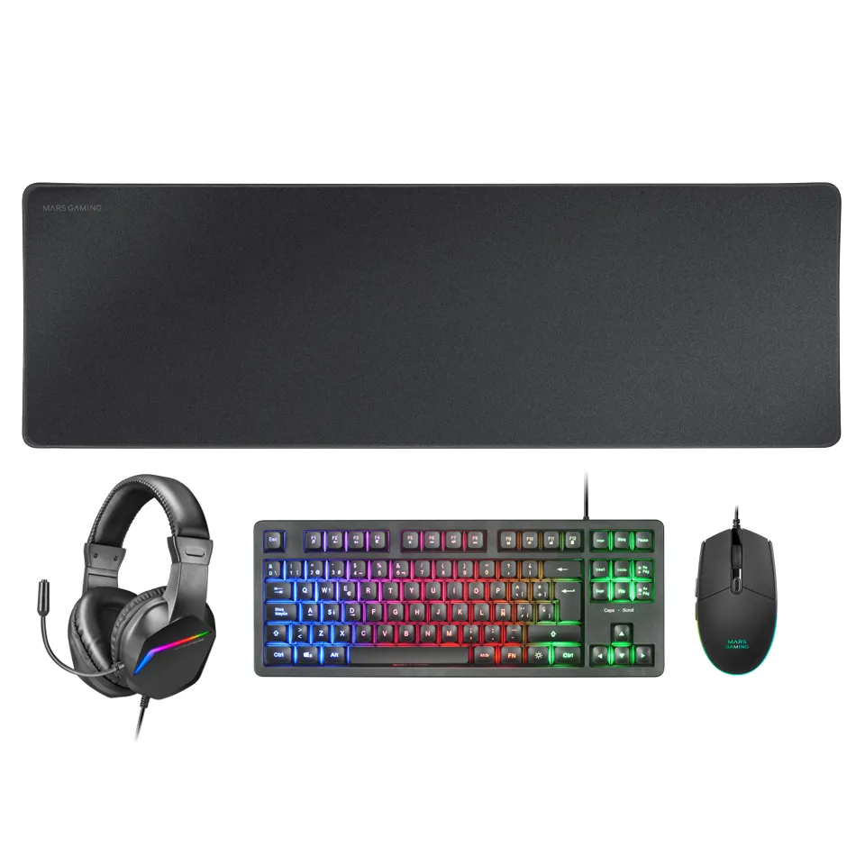 Mars Gaming MCP-RGB3 klavye Fare dahil Oyun USB QWERTY İtalyanca Siyah