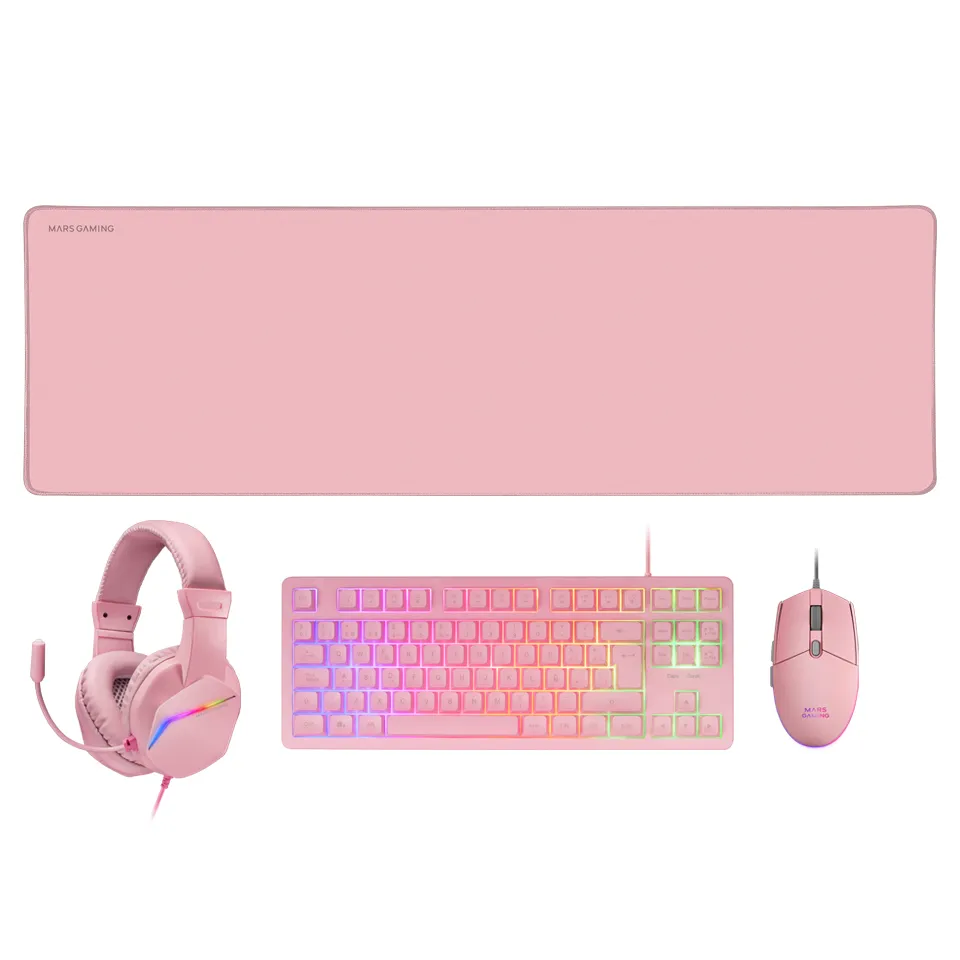 Mars Gaming MCP-RGB3P klavye Fare dahil Oyun USB Fransızca Pembe