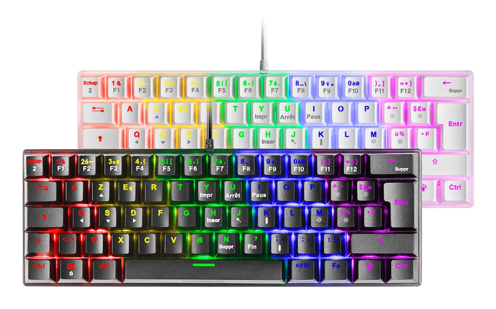 Mars Gaming MK60 klavye Oyun USB AZERTY Fransızca Siyah