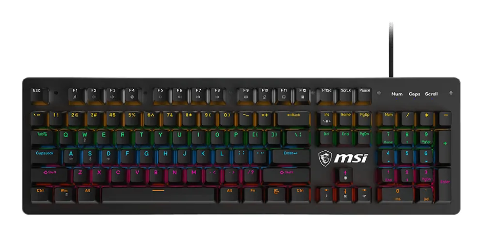 MSI FORGE GK300 BLUE US klavye Oyun USB QWERTY Amerikan İngilizcesi Siyah