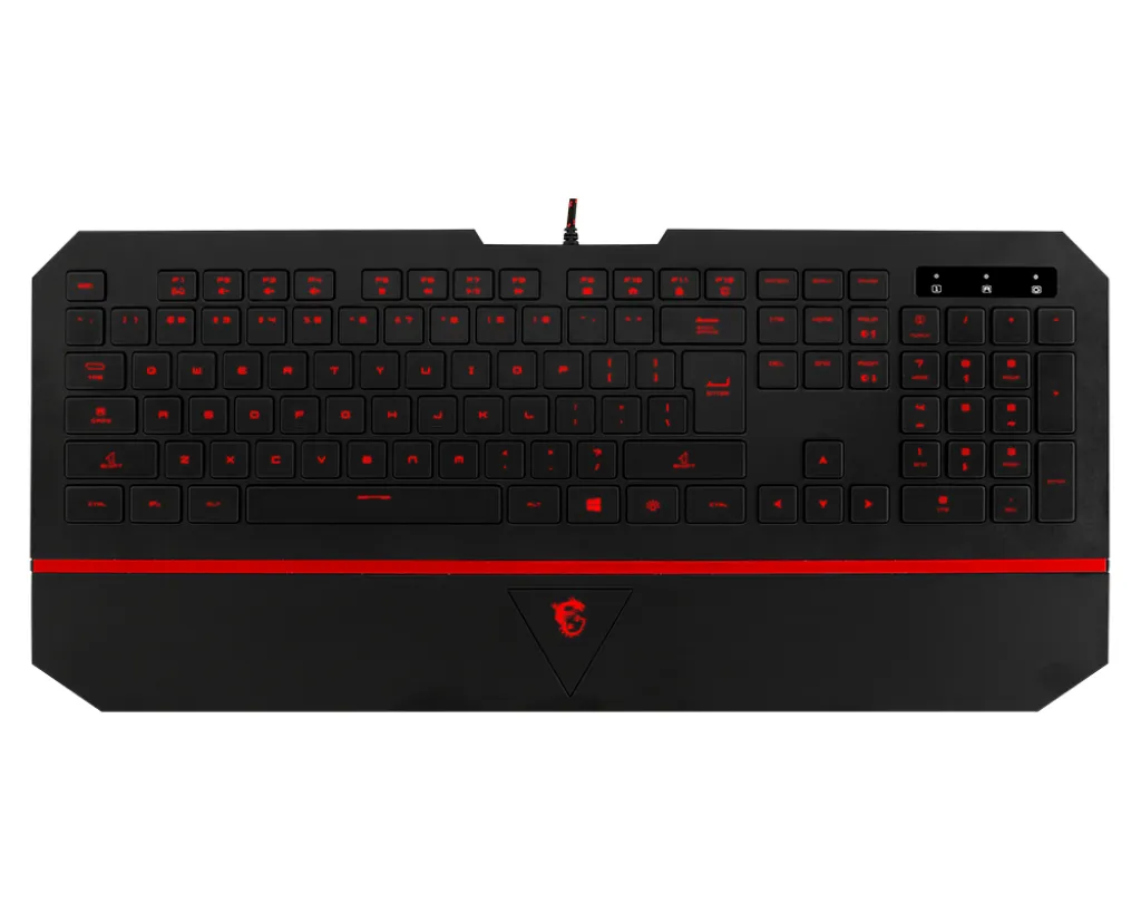 MSI Interceptor DS4100 klavye Oyun USB QWERTY Rusça Siyah, Kırmızı