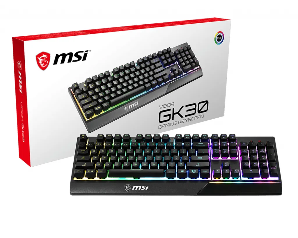 MSI VIGOR GK30 klavye Oyun USB QWERTY Rusça Siyah