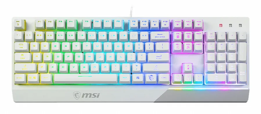 MSI VIGOR GK30 WHITE klavye Oyun USB QWERTY Ukraynaca Beyaz